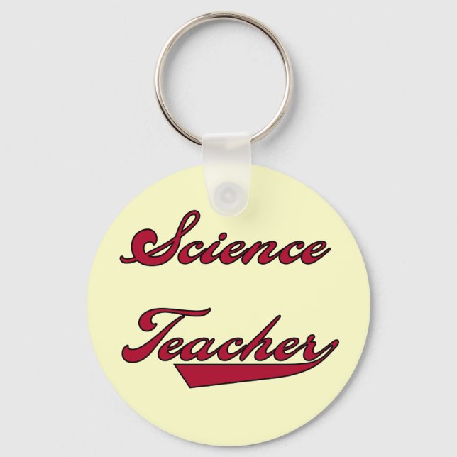 Science Teacher Red Text Tshirts and Gifts Keychain (Front)