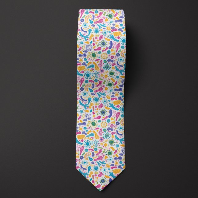 Science Teacher Whimsical Microbes Neck Tie (Creator Uploaded)