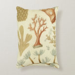 Science Textbook Biology, Vintage Coral Animals Accent Pillow