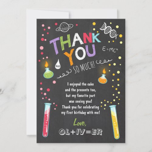 Science Thank You Card Experiment Birthday Boy