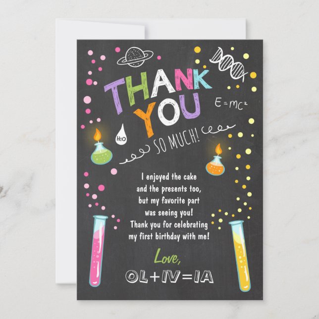 Science Thank You Card Experiment Birthday note (Front)