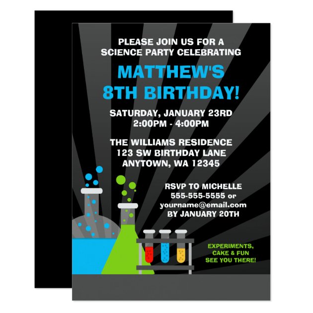 Science Theme Birthday Party Invitation