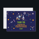 Science Themed thank you card<br><div class="desc">Express your gratitude with our vibrant science-themed thank you card! Featuring a captivating chemistry set design set against a deep navy background,  this card is a perfect blend of intellect and aesthetics. The neon colors add a pop of excitement,  making your appreciation truly stand out.</div>