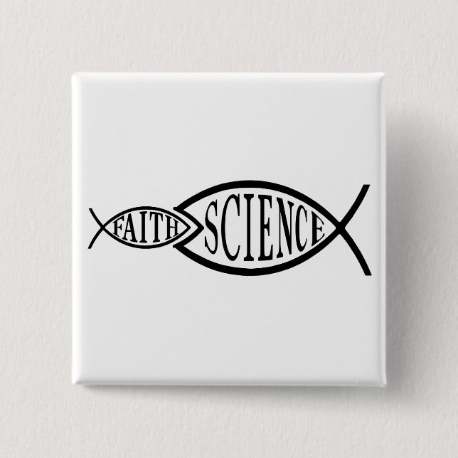Science Trumps Faith Fish Button (Front)