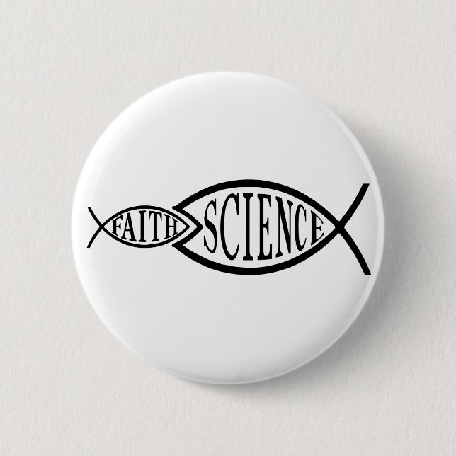 Science Trumps Faith Fish Pinback Button (Front)