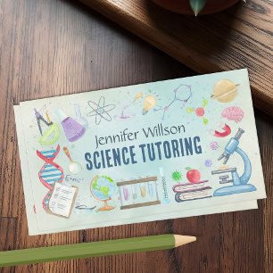 Science Tutoring - Teacher Watercolor art Business Card