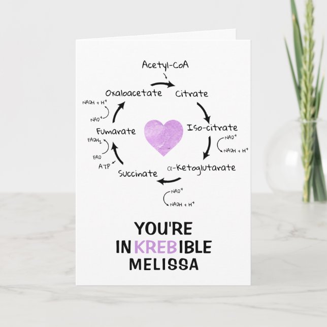 Science Valentine Kreb's Cycle Biology Heart Nerd Holiday Card (Front)