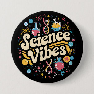 Science Vibes Groovy First Day of Back To School  Button