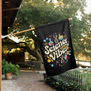 Science Vibes Groovy First Day of Back To School House Flag
