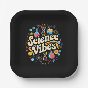 Science Vibes Groovy First Day of Back To School Paper Plates