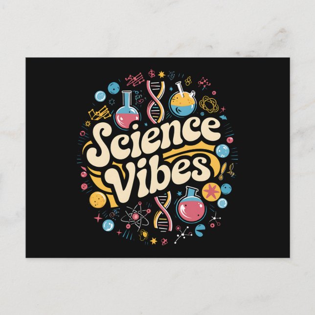 Science Vibes Groovy First Day of Back To School  Postcard (Front)