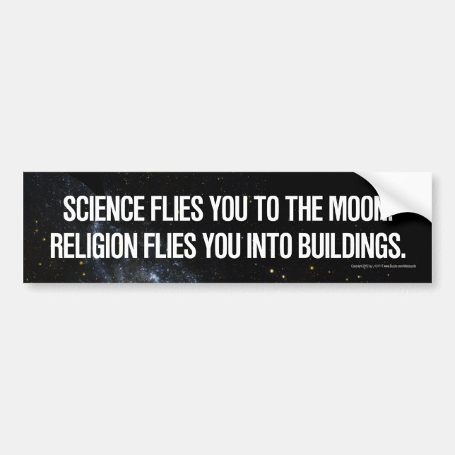 Science vs. religion bumper sticker (Front)