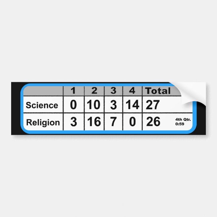 Science vs Religion Scoreboard Bumper Sticker