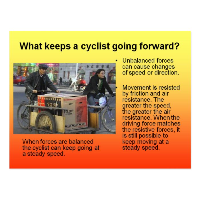 Science, What keeps a bicycle going forward? Postcard