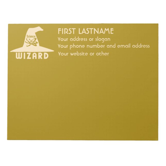 Science Wizard custom color notepad (Front)
