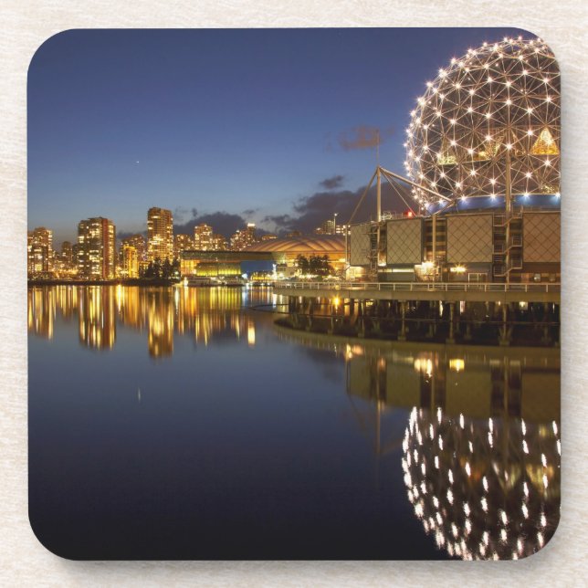 Science World and CBD reflected in False Creek, Beverage Coaster (Front)