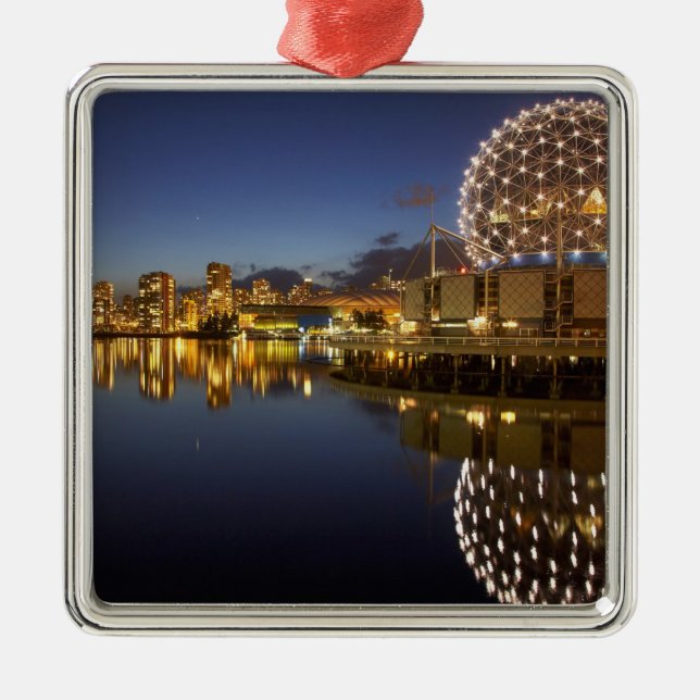 Science World and CBD reflected in False Creek, Metal Ornament (Front)