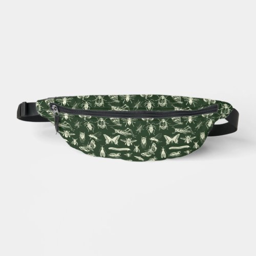 Scientific Antique Bugs Insects Cream and Green Fanny Pack