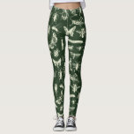 Scientific Antique Bugs Insects Cream and Green Leggings<br><div class="desc">Features illustrations of an assortment of insects in an antique engraving style in cream or ivory white set against a dark hunter green or forest green background for a classic look. With its scientific style and its realistic illustrations naturalists and bug lovers will appreciate this pattern.</div>