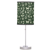 Scientific Antique Bugs Insects Cream and Green Table Lamp (Front)