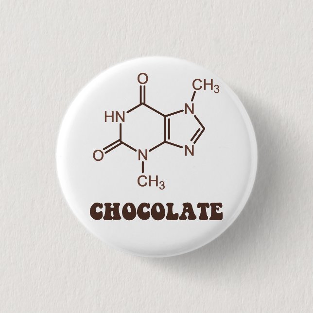 Scientific Chocolate Element Theobromine Molecule Pinback Button (Front)