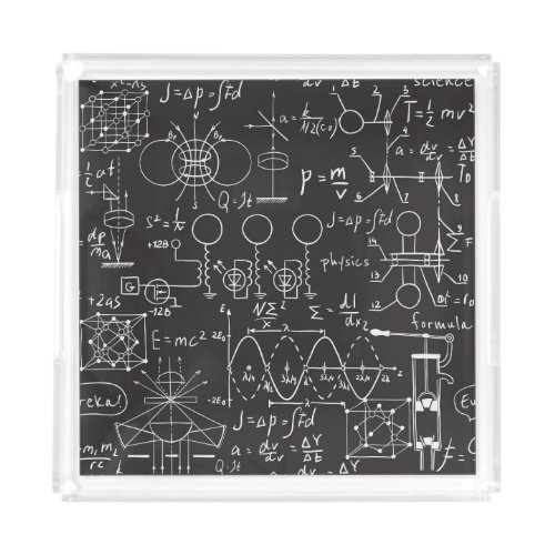 Scientific Formulas Chalkboard Calculations Patte Acrylic Tray