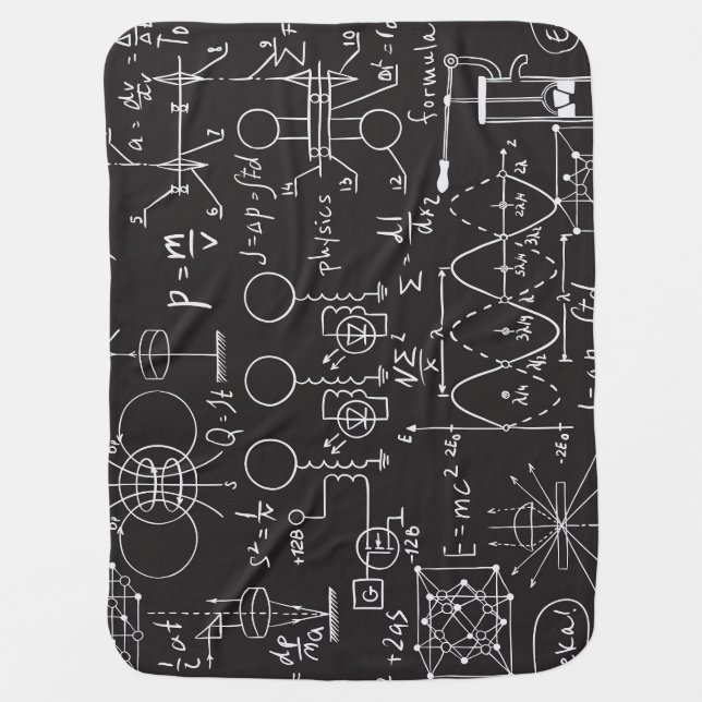 Scientific Formulas: Chalkboard Calculations Patte Baby Blanket (Front)