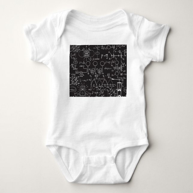 Scientific Formulas: Chalkboard Calculations Patte Baby Bodysuit (Front)