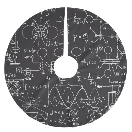 Scientific Formulas Chalkboard Calculations Patte Brushed Polyester Tree Skirt