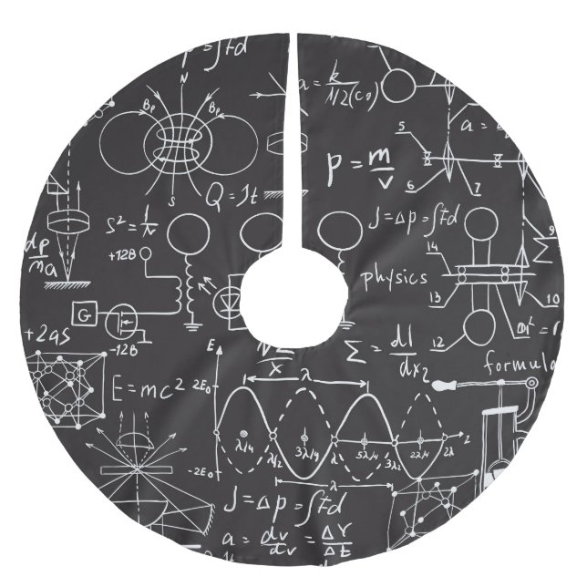 Scientific Formulas: Chalkboard Calculations Patte Brushed Polyester Tree Skirt (Front)