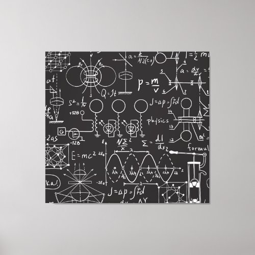 Scientific Formulas Chalkboard Calculations Patte Canvas Print