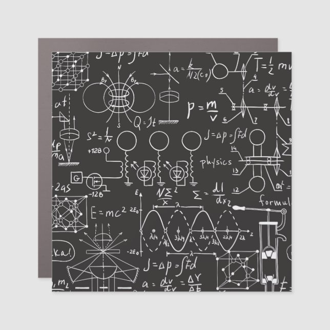 Scientific Formulas: Chalkboard Calculations Patte Car Magnet (Front)