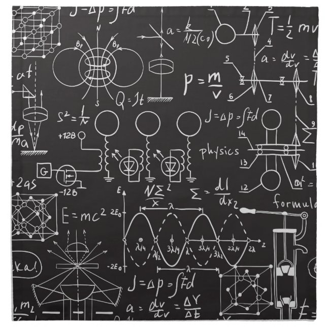 Scientific Formulas: Chalkboard Calculations Patte Cloth Napkin (Front)