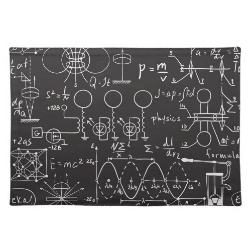 Scientific Formulas Chalkboard Calculations Patte Cloth Placemat