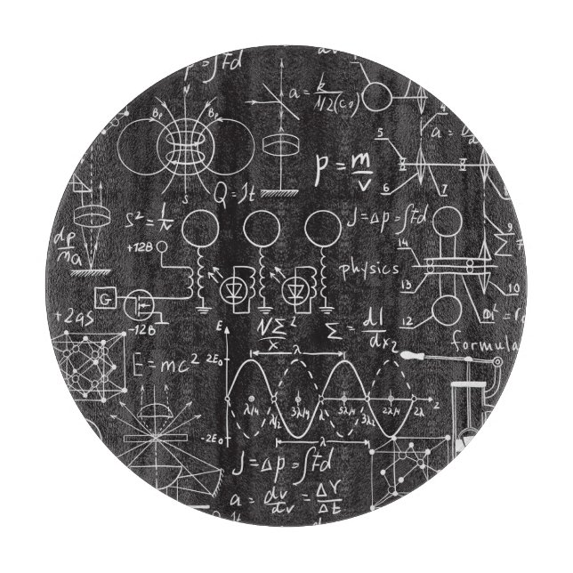 Scientific Formulas: Chalkboard Calculations Patte Cutting Board (Front)