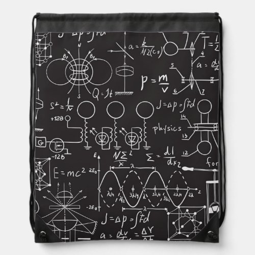 Scientific Formulas Chalkboard Calculations Patte Drawstring Bag