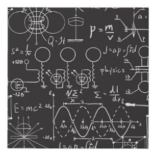 Scientific Formulas: Chalkboard Calculations Patte Faux Canvas Print