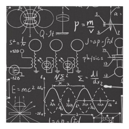 Scientific Formulas Chalkboard Calculations Patte Faux Canvas Print