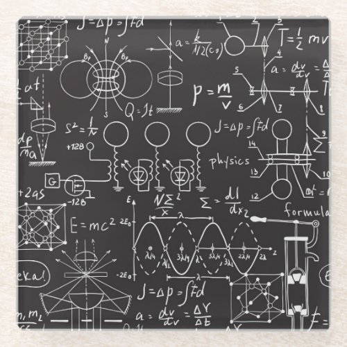 Scientific Formulas Chalkboard Calculations Patte Glass Coaster