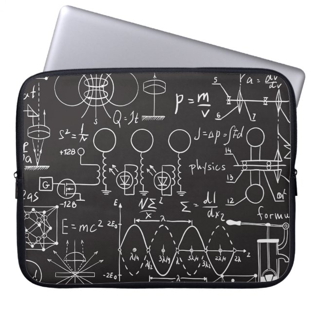 Scientific Formulas: Chalkboard Calculations Patte Laptop Sleeve (Front)