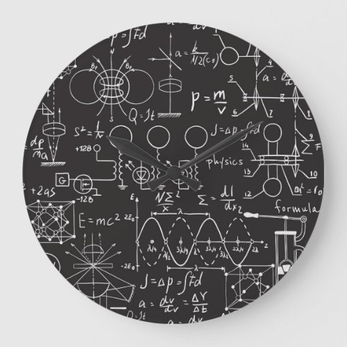 Scientific Formulas Chalkboard Calculations Patte Large Clock