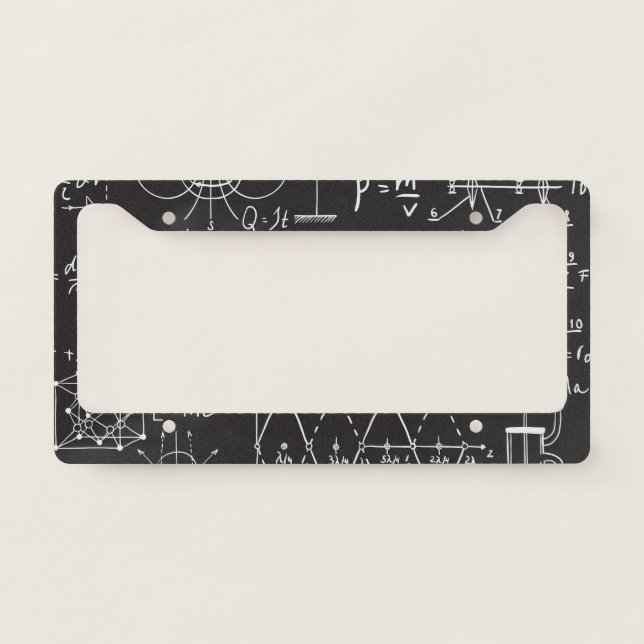 Scientific Formulas: Chalkboard Calculations Patte License Plate Frame (Front)