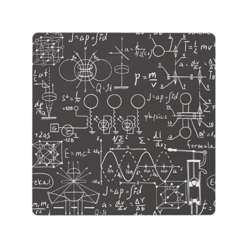 Scientific Formulas Chalkboard Calculations Patte Metal Print