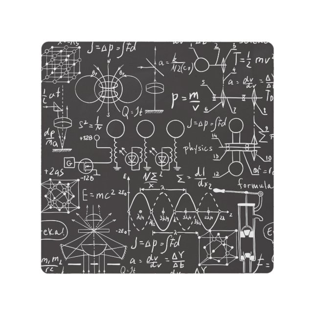 Scientific Formulas: Chalkboard Calculations Patte Metal Print (Front)