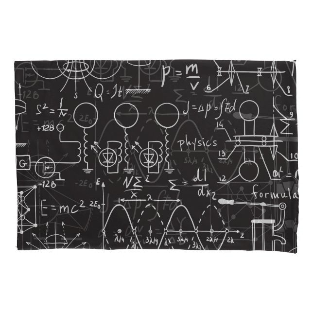 Scientific Formulas: Chalkboard Calculations Patte Pillow Case (Front)
