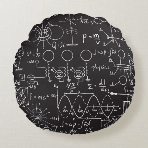 Scientific Formulas Chalkboard Calculations Patte Round Pillow