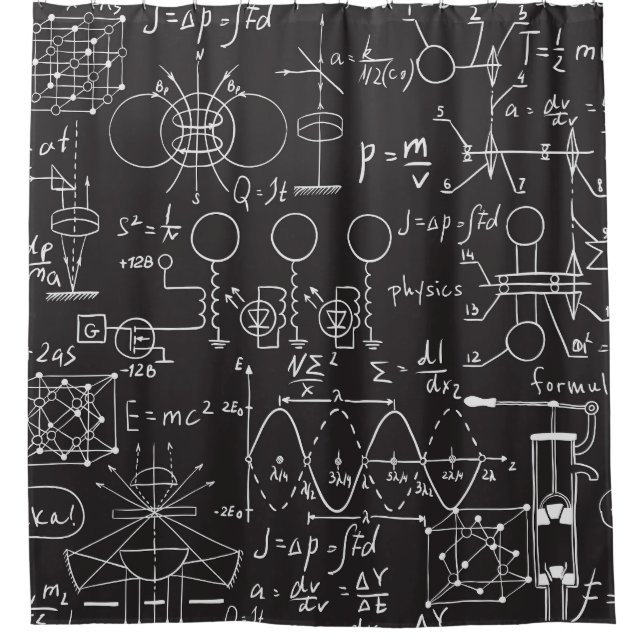 Scientific Formulas: Chalkboard Calculations Patte Shower Curtain (Front)