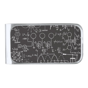 Scientific Formulas: Chalkboard Calculations Patte Silver Finish Money Clip