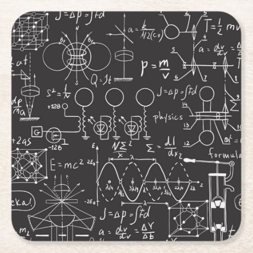 Scientific Formulas Chalkboard Calculations Patte Square Paper Coaster