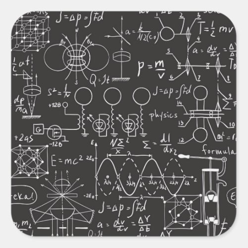 Scientific Formulas Chalkboard Calculations Patte Square Sticker
